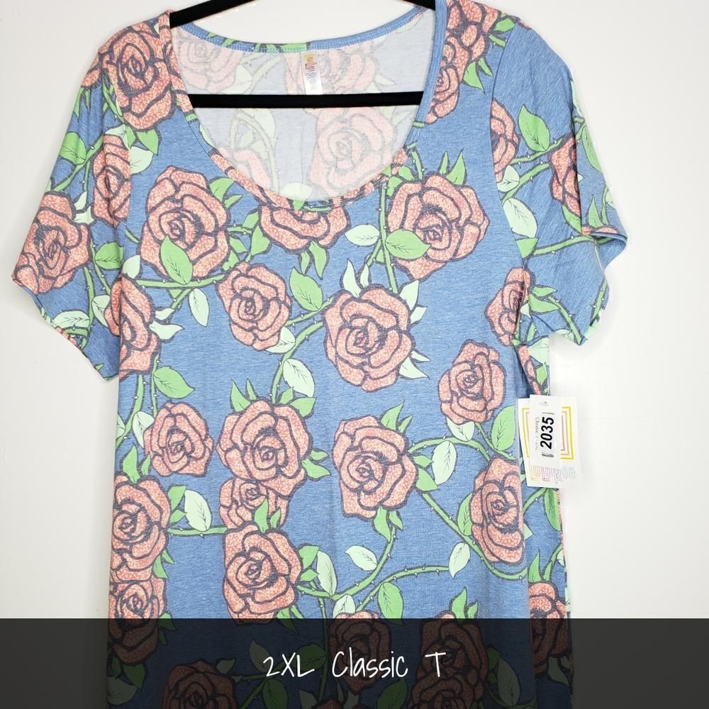 LuLaRoe Classic Tee 2XL Roses NEW